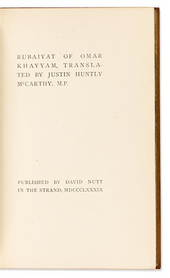 Khayyam, Omar (1048-1131) & Justin Huntly McCarthy, trans. (1859-1936) Rubaiyat of Omar Khayyam, bound by Ruban.